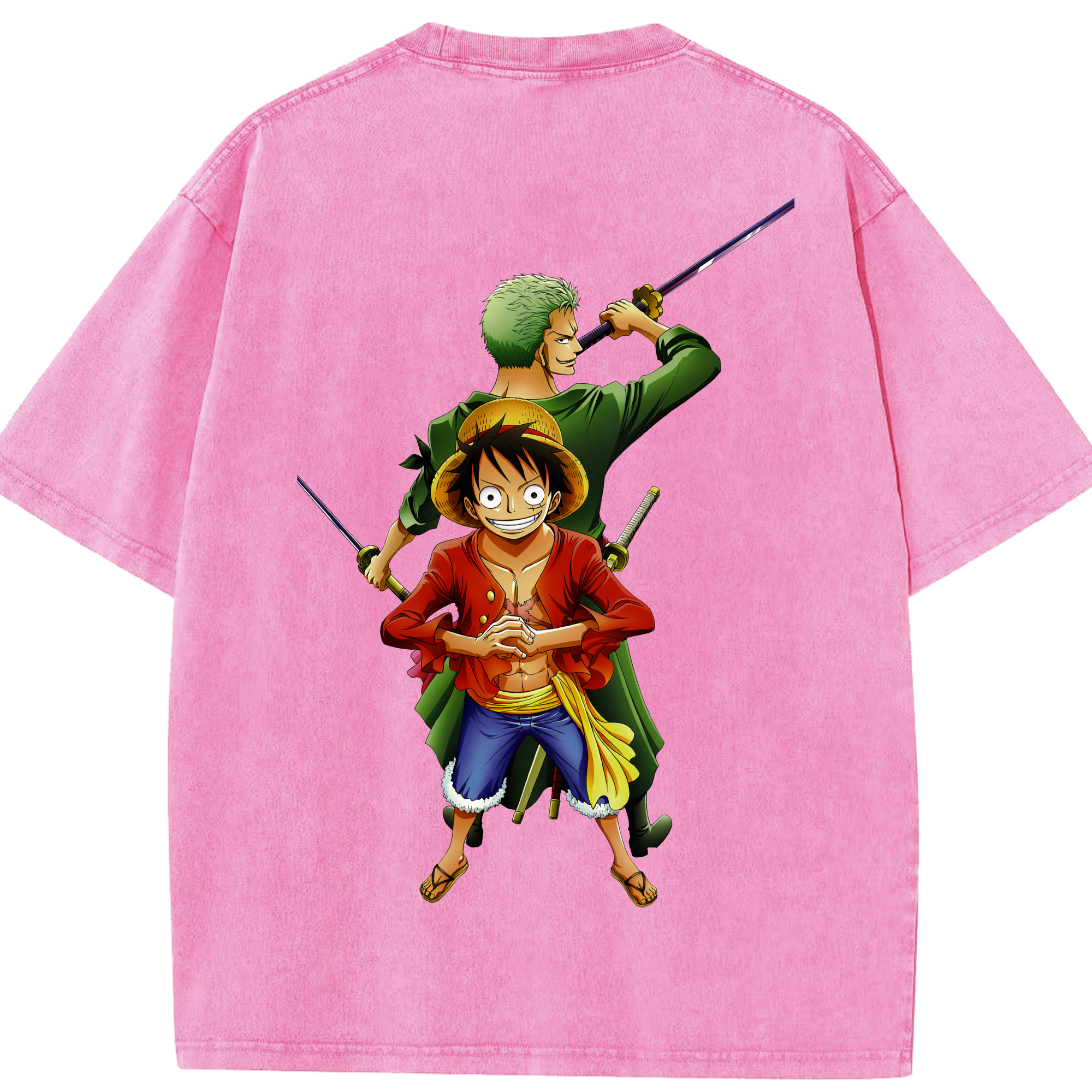 ワンピース モンキー・D・ルフィ ONE PIECE Monkey D. Luffy 綿100% ヴィンテージ風 半袖Tシャツ（背面プリント）